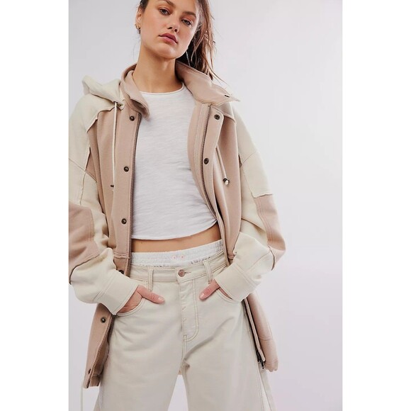 Free People Cardigan Radio Hoodie Top Jacket Zip-Up Oversized M NWD 282898 - Picture 4 of 13